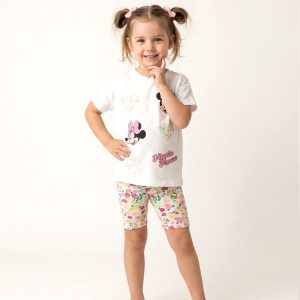 Minnie Mouse Floral Girls Shorts Set - White