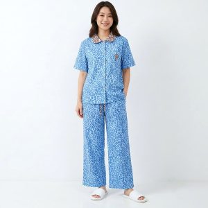 Tiger Print Ladies Pajama Set - Sky Blue