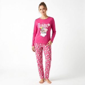 Dumbo Ladies Pajama Set - Hot Pink