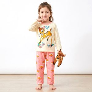 Bambi Girls Full Sleeves Pajama Set KHAFIF - Cream Pink