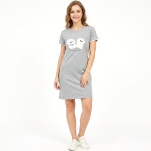 Cute Puppy Ladies Dress - Grey
