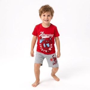 Amazing Spiderman Boys Shorts Set - Red Grey