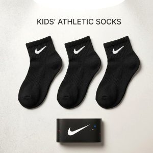 Kids Socks 3 Pcs Set - Pure Black 1