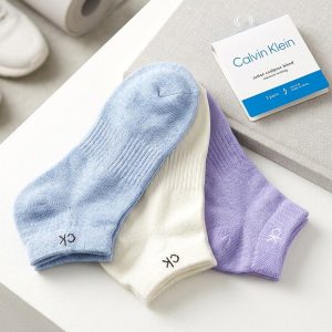 Adult Socks 3 Pcs Set Ankle Cut - Purple Blue White