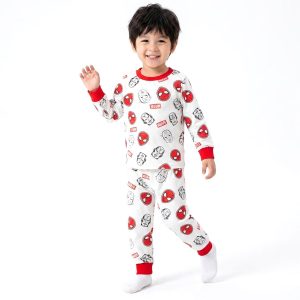Marvel Faces Boys Full Sleeves Pajama Set MCHAKKY - White