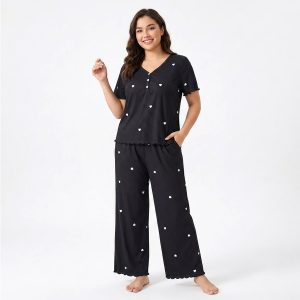 Love Cute Ladies Pajama Set - Black