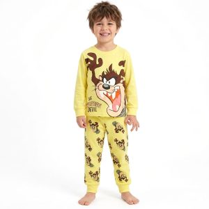 The Taz Devil Boys Full Sleeves Pajama Set PRIMARK - Yellow