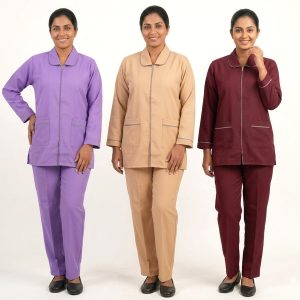 Strips Uniforms Maid Kreb Qasir يونيفورم كريب - Maroon Purple Light Brown