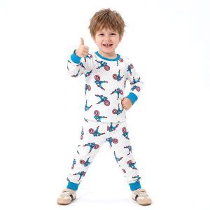Capt. America Boys Full Sleeves Pajama Set MCHAKKY - White