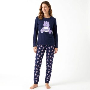 Teddy Ladies Pajama Set - Navy