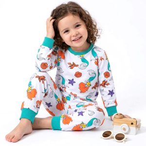 Mermaid Girls Full Sleeves Pajama Set MCHAKKY - White
