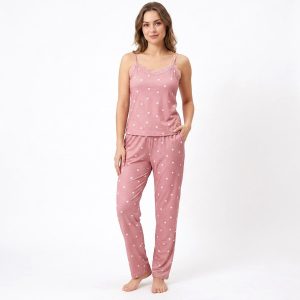 Love Lace Ladies Sleeveless Pajama Set - Pink