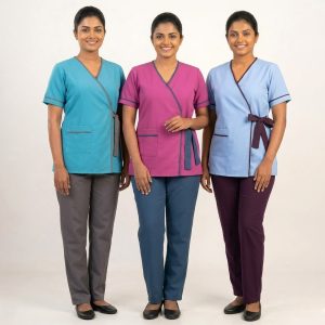 Side Strip Uniforms Maid Kreb Qasir يونيفورم كريب - Dark Blue, Pink, Light Blue