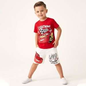 Lightning Car Boys Shorts Set - Red