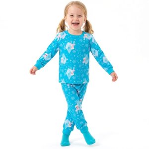 Princess Girls Full Sleeves Pajama Set MCHAKKY - Sky Blue