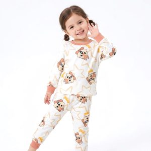Chip n Dale Girls Full Sleeves Pajama Set MCHAKKY - White