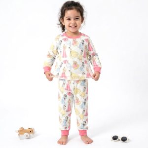 All Princess Girls Full Sleeves Pajama Set MCHAKKY - White