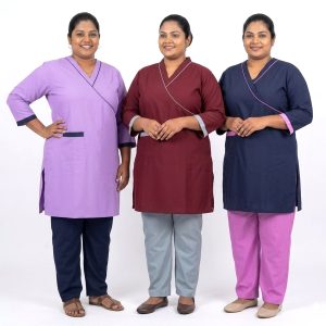 Side Tie Uniforms Maid Kreb Punjabi يونيفورم كريب - Navy Blue, Purple, Maroon