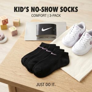 Kids Socks 3 Pcs Set - Pure Black