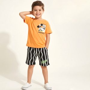 Mickey Boys Shorts Set - Orange Black