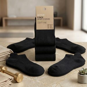 Adult Socks 5 Pcs Set Ankle Cut - Black
