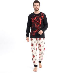 Spider Men's Full Sleeves Pajama Set - Black White -MF 019