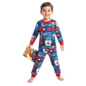 Spiderman Book Boys Full Sleeves Pajama Set MCHAKKY - Blue