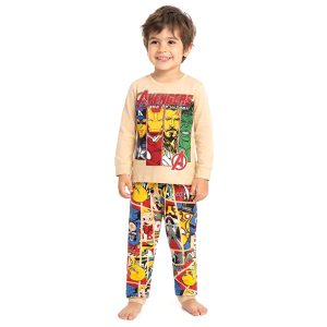 Avengers Boys Full Sleeves Pajama Set KHAFIF - Brown