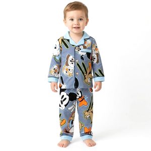 Chip n Dale Boys Front Open Pajama Set - Grey