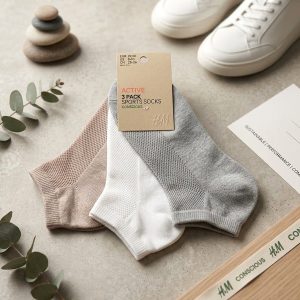 Adult Socks 3 Pcs Set Ankle Cut - Grey White Pink