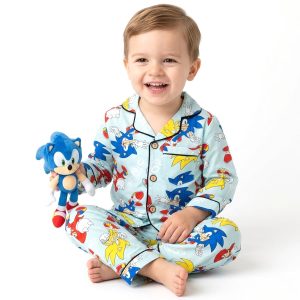 Sonic Boys Front Open Pajama Set - Sky Blue