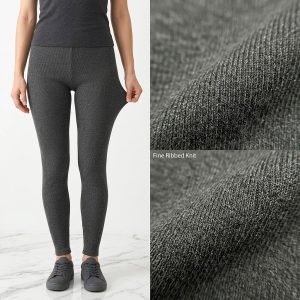 Plain Ladies Leggings with Rib-Knit Material - Dark Grey