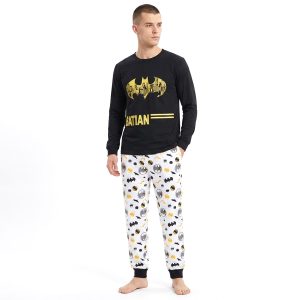 Batman Men's Full Sleeves Pajama Set - Black White -MF 020