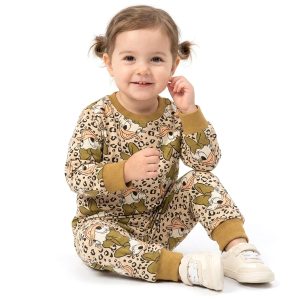 Daisy Girls Full Sleeves Pajama Set MCHAKKY - Brown