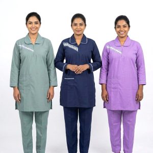 Side Lace Maid Punjabi Uniform TC- Cotton Material - Green Purple Navy Blue