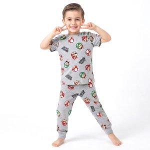 Super Mario Boys Half Sleeves Pajama Set MCHAKKY - Grey