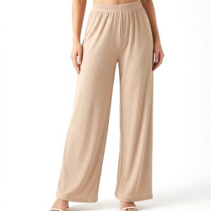 Plain Ladies Plazo Pant-602 - Beige