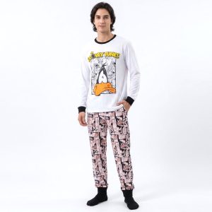 Looney Tunes Men's Full Sleeves Pajama Set - White -MF014