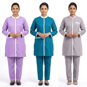Front Maid Punjabi Uniform TC- Cotton Material - Grey Purple Navy Blue
