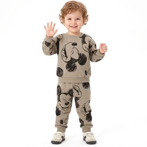 Mickey Sketch Boys Winter Training Suit - Brown