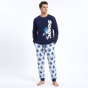 Sonic Men's Full Sleeves Pajama Set - Navy White- MF 021