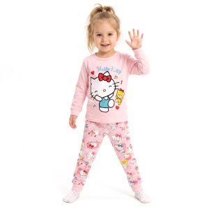 Kitty Music Girls Full Sleeves Pajama Set KHAFIF - Pink