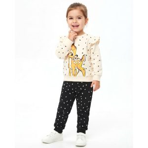 Bambi Dots Girls Winter Training Suit - Cream Black