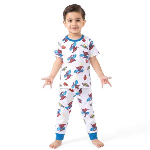 Spiderman Web Boys Half Sleeves Pajama Set MCHAKKY - White