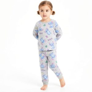 Stitch Girls Full Sleeves Pajama Set MCHAKKY - Grey
