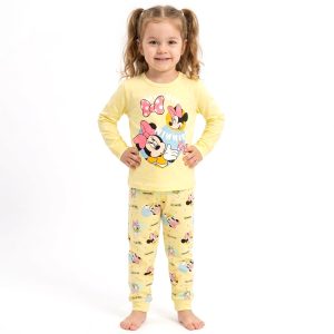 Minnie Bow Girls Full Sleeves Pajama Set KHAFIF - Yellow