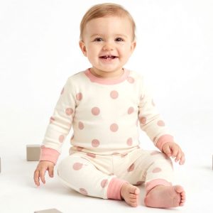 Dots Summer Infant Full Sleeves Pajama Set - Cream