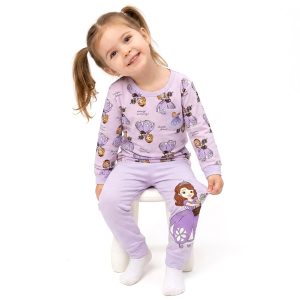 Princess Flower Girls Full Sleeves Pajama Set KHAFIF - Purple