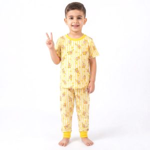 Little Stars Boys Half Sleeves Pajama Set MCHAKKY - Yellow