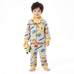Despicable Boys Front Open Pajama Set - Grey